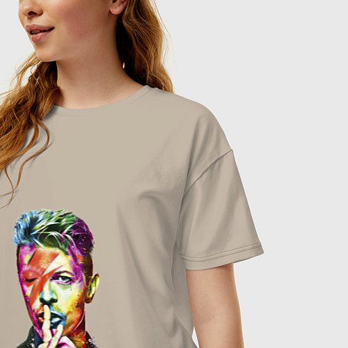 Женская футболка оверсайз David Bowie singer / Миндальный – фото 3