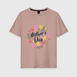 Футболка оверсайз женская День мамы, цвет: пыльно-розовый