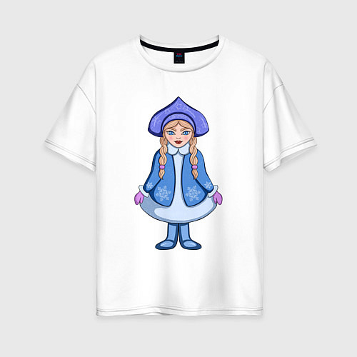 Женская футболка оверсайз Снегурочка с косичками / Белый – фото 1