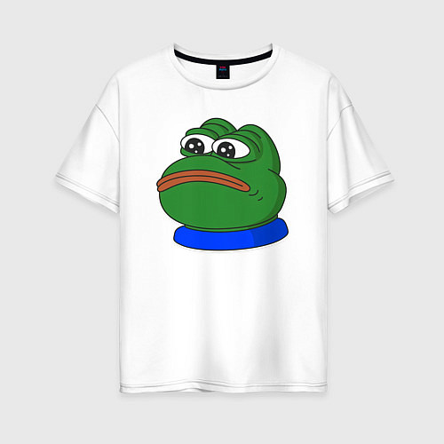 Женская футболка оверсайз Лягушонок Пепе нeдоволен / Белый – фото 1