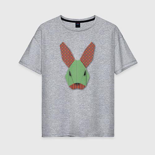 Женская футболка оверсайз Лоскутный кролик / Меланж – фото 1