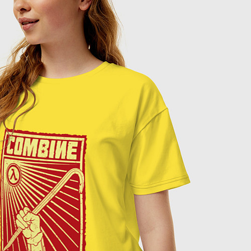 Женская футболка оверсайз Сопротивление комбайнам / Желтый – фото 3