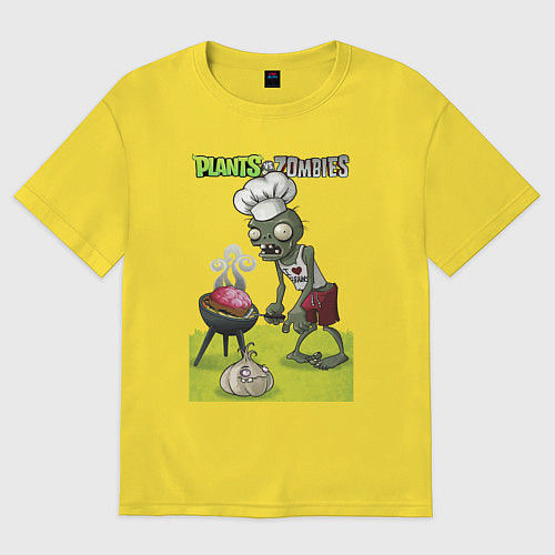 Женская футболка оверсайз Зомби барбекю / Желтый – фото 1