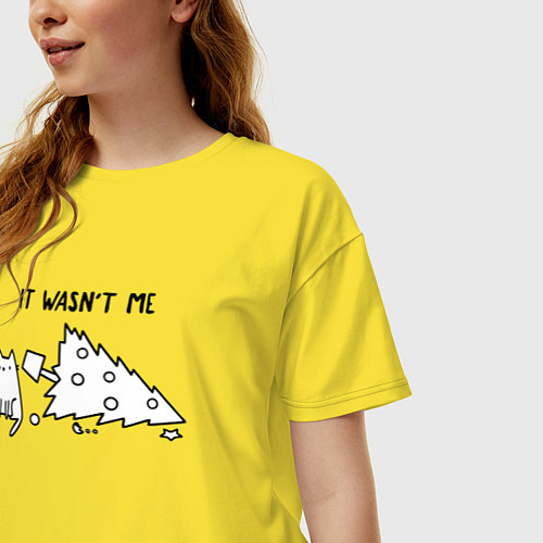 Женская футболка оверсайз Это не кот / Желтый – фото 3