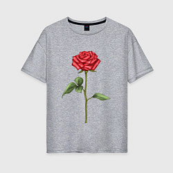 Женская футболка оверсайз Роза красная