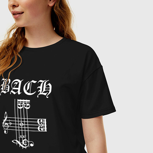Женская футболка оверсайз B A C H - Иоганн Бах / Черный – фото 3