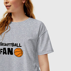 Футболка оверсайз женская Фанат баскетбола надпись, цвет: меланж — фото 2