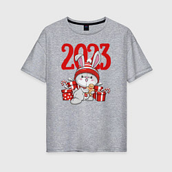 Женская футболка оверсайз Зайка в подарках 2023
