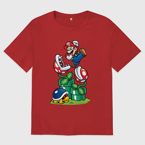 Женская футболка оверсайз Ретро Марио / Красный – фото 1