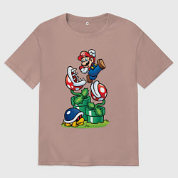 Футболка оверсайз женская Ретро Марио, цвет: пыльно-розовый
