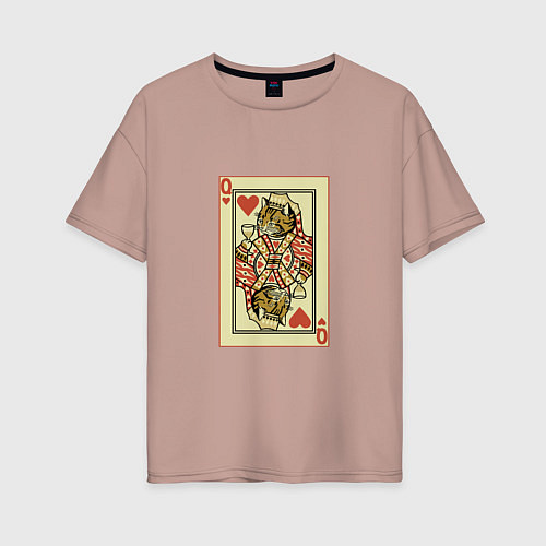 Женская футболка оверсайз Дама - кошечка / Пыльно-розовый – фото 1