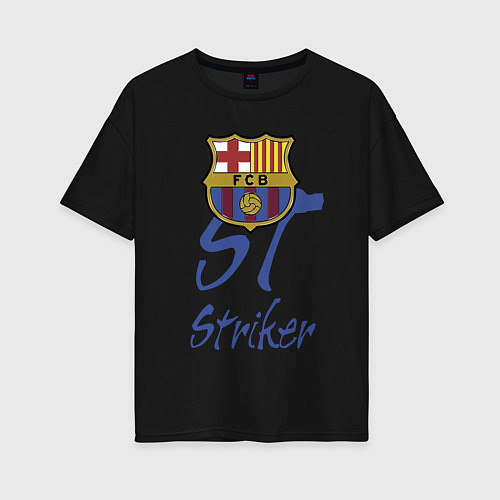 Женская футболка оверсайз Barcelona - Spain - striker / Черный – фото 1