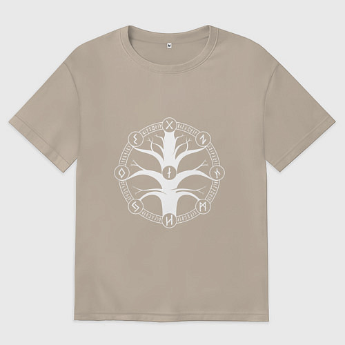 Женская футболка оверсайз Иггдрасиль / Миндальный – фото 1