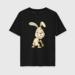 Женская футболка оверсайз Кролик с морковкой
