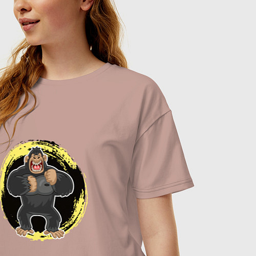 Женская футболка оверсайз Мультяшный Кинг Конг / Пыльно-розовый – фото 3