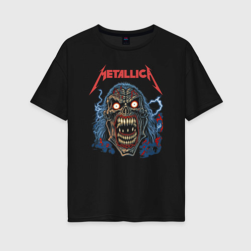 Женская футболка оверсайз Metallica skull / Черный – фото 1