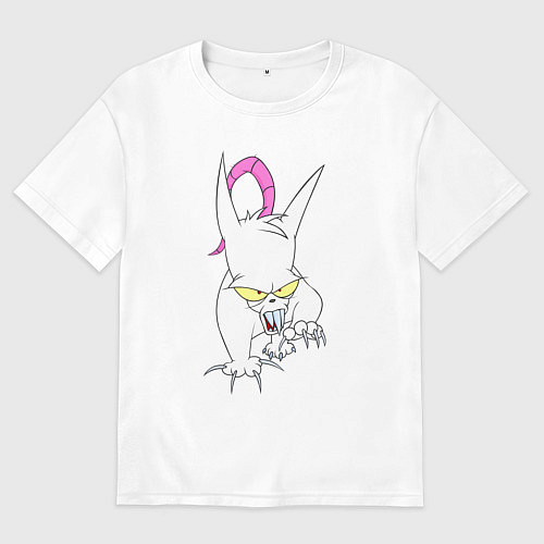 Женская футболка оверсайз Evil the cat - Червяк джим / Белый – фото 1