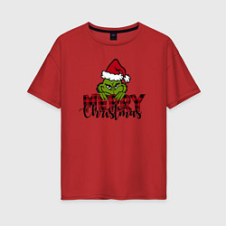 Женская футболка оверсайз Гринч Merry Christmas