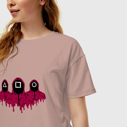 Женская футболка оверсайз Squid game army / Пыльно-розовый – фото 3