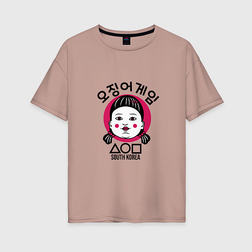 Женская футболка оверсайз South Korea / Пыльно-розовый – фото 1