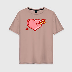 Женская футболка оверсайз Сердце и стрела