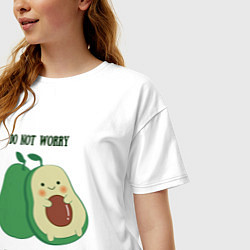 Футболка оверсайз женская Dont worry be happy - avocado, цвет: белый — фото 2