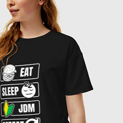 Футболка оверсайз женская Eat sleep JDM repeat, цвет: черный — фото 2