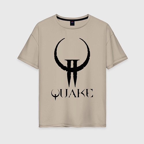 Женская футболка оверсайз Quake II logo / Миндальный – фото 1