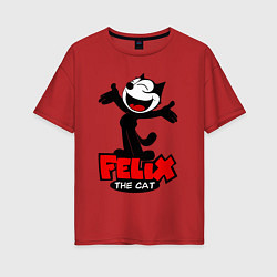 Футболка оверсайз женская Happy Cat Felix, цвет: красный