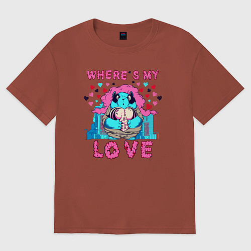 Женская футболка оверсайз Где ты моя любовь / Кирпичный – фото 1