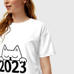 Футболка оверсайз женская Cat 2023, цвет: белый — фото 2