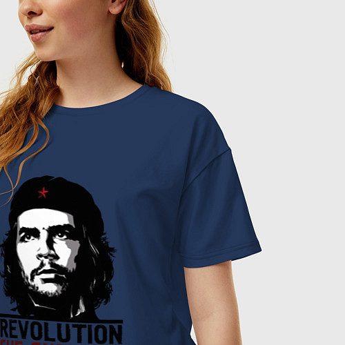 Женская футболка оверсайз Revolution hero / Тёмно-синий – фото 3