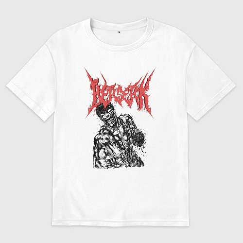 Женская футболка оверсайз Берсерк Гатс ярость metal / Белый – фото 1