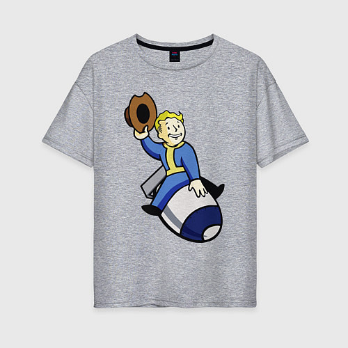 Женская футболка оверсайз Vault boy - bomb rider / Меланж – фото 1