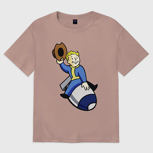 Женская футболка оверсайз Vault boy - bomb rider / Пыльно-розовый – фото 1