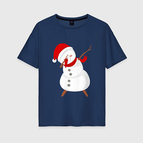Женская футболка оверсайз Снеговик дэб / Тёмно-синий – фото 1
