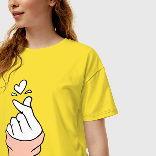 Женская футболка оверсайз Hand click / Желтый – фото 3