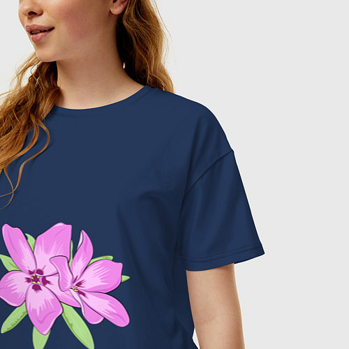 Женская футболка оверсайз Два флокса / Тёмно-синий – фото 3