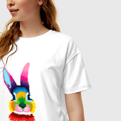 Футболка оверсайз женская Поп-арт кролик, цвет: белый — фото 2