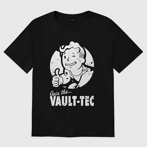 Женская футболка оверсайз Vault boy - join the vault tec / Черный – фото 1