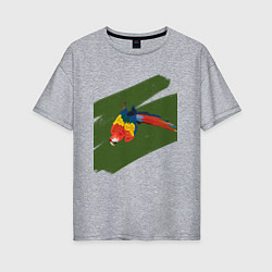 Женская футболка оверсайз Попугай в джунглях