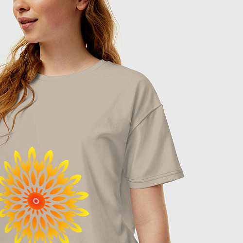 Женская футболка оверсайз Солнечная мандала свадхистана / Миндальный – фото 3