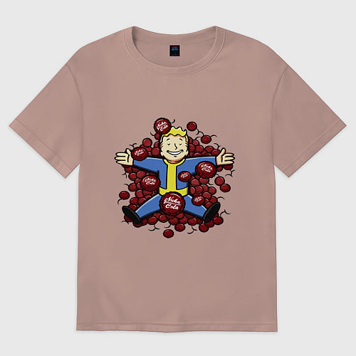 Женская футболка оверсайз Vault boy caps / Пыльно-розовый – фото 1