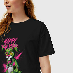 Футболка оверсайз женская Zombie rabbit New year, цвет: черный — фото 2