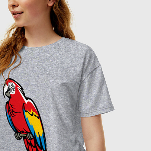 Женская футболка оверсайз Попугай Ара на жердочке / Меланж – фото 3
