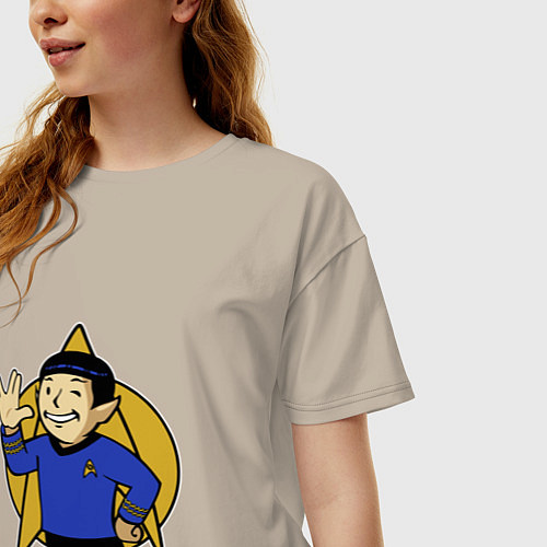 Женская футболка оверсайз Spoke - vault boy / Миндальный – фото 3