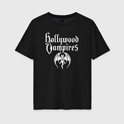 Футболка оверсайз женская Hollywood vampires рок группа, цвет: черный