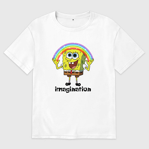 Женская футболка оверсайз Губка боб воображение мем / Белый – фото 1
