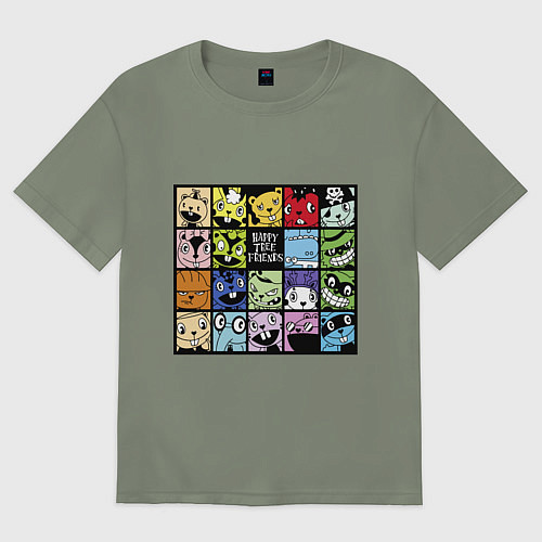 Женская футболка оверсайз All happy three friends / Авокадо – фото 1