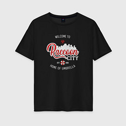 Женская футболка оверсайз Resident evil raccoon city home of umbrella